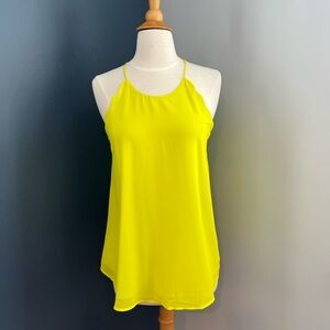 NEW Norah Neon Yellow Scalloped Sleeveless Blouse Size Small